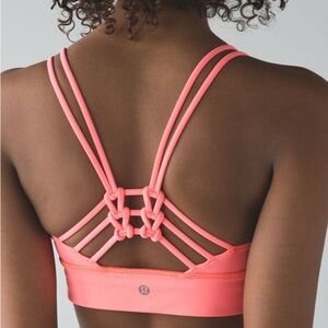 Lululemon Sun Salutation Bra, Grapefruit, Size 8